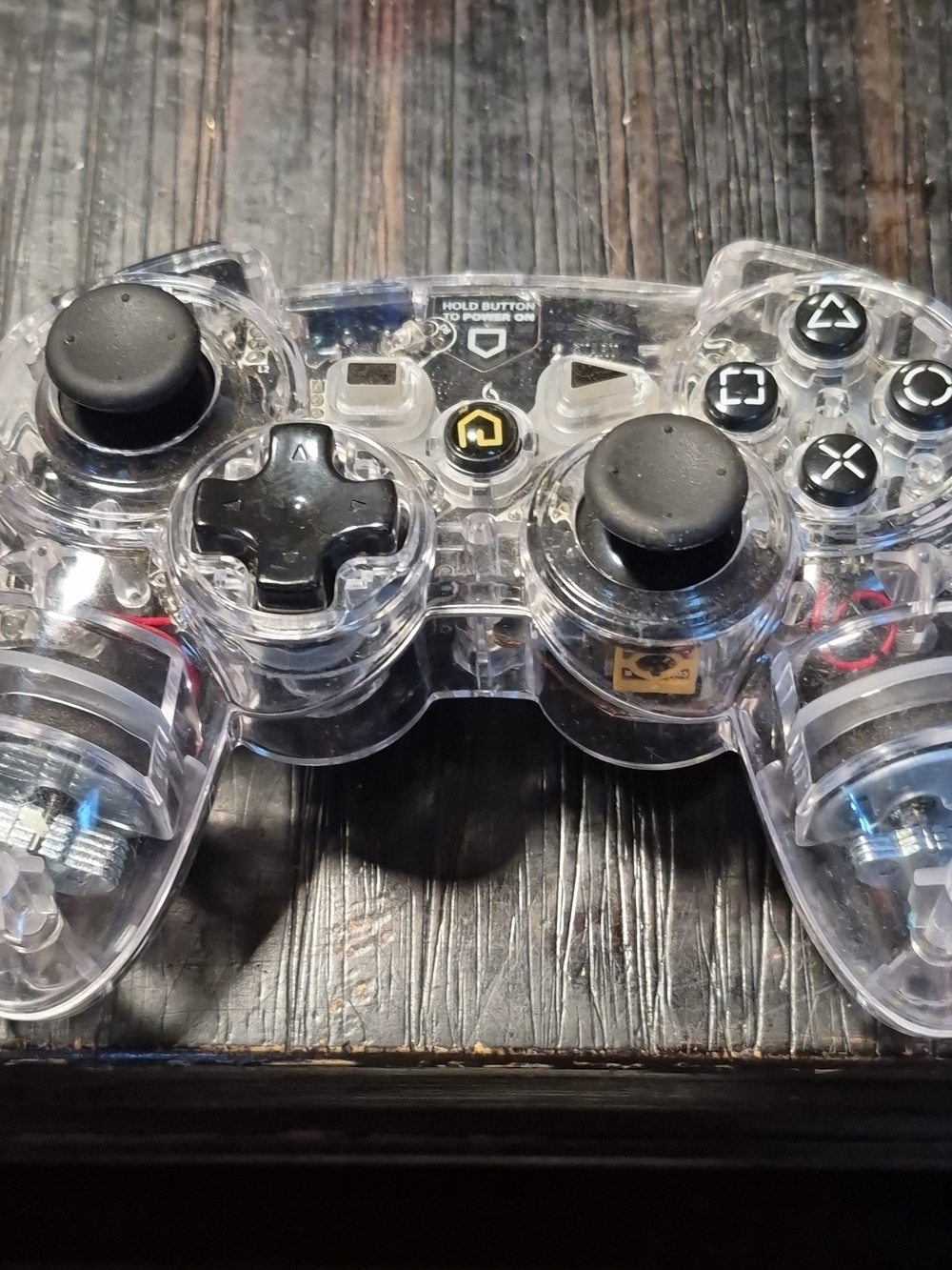 Untested Clear Transparent Wired Game Controller - Black Accents